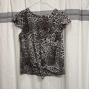 Green Envelope Leopard Print Blouse